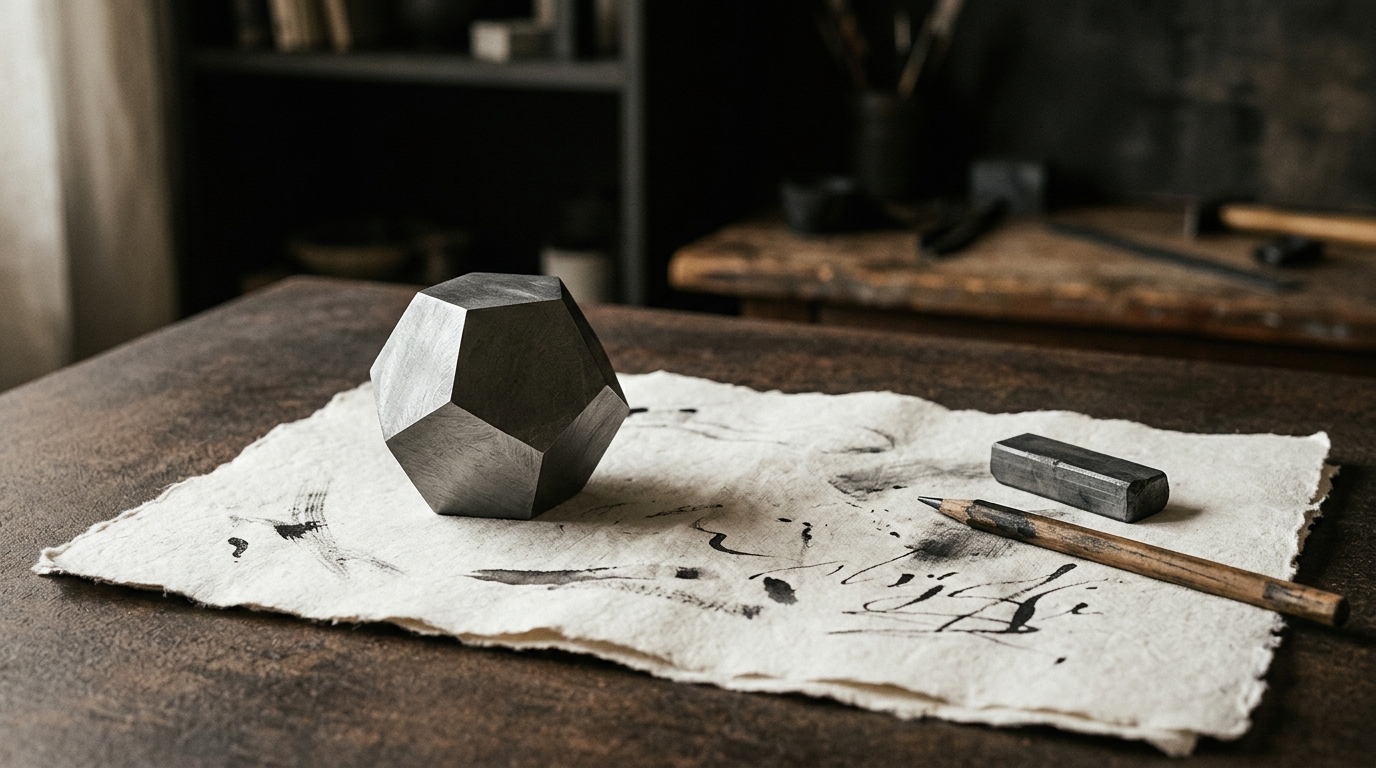 Editorial still life with paper and ink textures